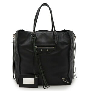 BALENCIAGA The Paper Tote Bag Black Leather mirror